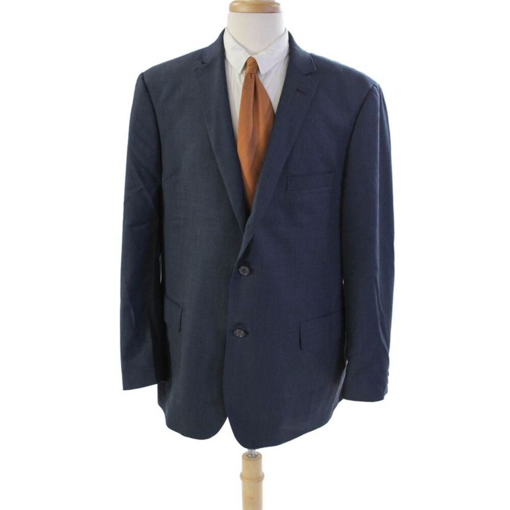 Mantoni Men's Collared Long Sleeves Lined Two Button Jacket Navy Blue Size 46